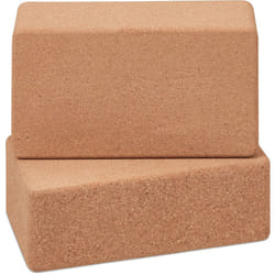 Relaxdays - brique de yoga, lot de 2, bloc yoga en liège, pour les exercices de yoga, 12 x 22,5 x 7 cm, stable, nature