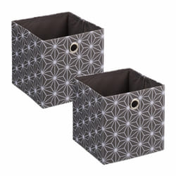 Relaxdays - Boîtes de rangement en tissu, lot de 2, motifs blancs, HxLxP: 30,5 x 30 x 30 cm, boîtes pliables, gris - blanc