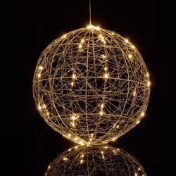 Relaxdays Boule lumineuse LED fonctionne avec piles à poser ou suspendre long câble diamètre : 30 cm argentée