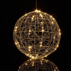 Relaxdays Boule lumineuse LED fonctionne avec piles à poser ou suspendre long câble diamètre : 30 cm argentée