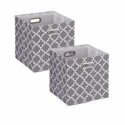 Relaxdays - Boîtes de rangement en tissu et avec motifs, lot de 2, HxLxP: 30,5 x 30,5 x 30 cm, bacs pliables, gris - blanc