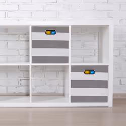 Relaxdays - Boîtes de rangement en tissu, lot de 2, avec rayures, HxLxP : 30,5 x 30,5 x 30 cm, bacs pliables, gris - blanc