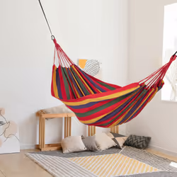 Relaxdays Hamac, sac, matériel de fixation, charge max. : 150 kg, LP : 270 x 150 cm, intérieur et extérieur, multicolore