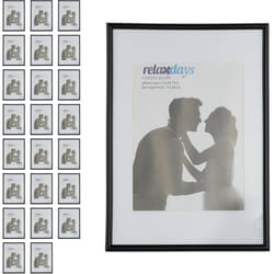 Relaxdays - Cadres photo, lot de 24, 20x30 cm, passe-partout 15x20 cm, cadre verre, porte-photo à poser ou à suspendre, noir