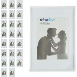 Relaxdays - Cadres photo, lot de 24, 20x30 cm, passe-partout 15x20 cm, cadre verre, porte-photo à poser ou à suspendre, blanc