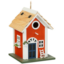 Relaxdays - Cabane à oiseaux rustique, décorative, en bois, suspendre, h x l x p : env. 25 x 18,5 x 18,5 cm, multicolore
