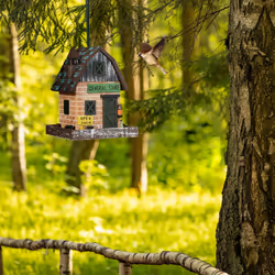 Relaxdays - Cabane à oiseaux, suspendre, en bois, toit ouvrant, hlp : 23 x 18 x 18 cm, pour jardin et balcon, multicolore