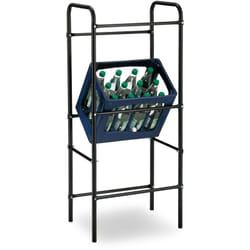 Relaxdays - Rangement caisses de boissons, HxLxP: 116 x 50 x 34 cm, étagères pour 3 bacs, acier, support, noir