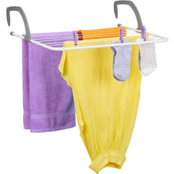 Relaxdays - tendoir, sèche-linge à accrocher, pour balcon, radiateur & camping, peu encombrant, 7 cordes séparées, blanc