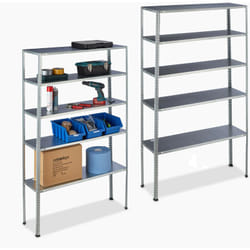 Tagère charge lourde, lot de 2, maximum 250 kg, 5 niveaux, hlp 185x100x30 cm, cave&garage, acier zingué, argenté