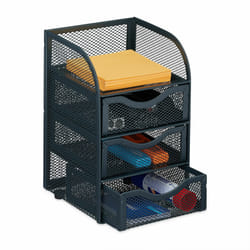 Relaxdays - Organiseur bureau, 4 compartiments, aspect maille, HxLxP : 21 x 12,5 x 13 cm, rangement à tiroirs, anthracite