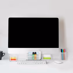 Relaxdays - Organiseur bureau, 4 pièces, métal, porte-documents, compartiment pour notes, porte-trombones et stylos, blanc