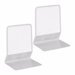 Relaxdays Serre-livres lot de 2 aspect maille livres et dossiers presse-livres HxLxP: 17x135x105 cm métal blanc