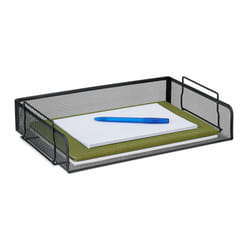 Relaxdays - Corbeille à courrier, range-documents empilable, maille, HxLxP: 8,5 x 36 x 25 cm, horizontal, A4, métal, noir
