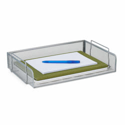Relaxdays - Range-documents, empilable, horizontal, aspect maille, métal, HxLxP: 8,5 x 36 x 25 cm, format A4, argenté