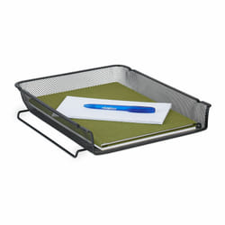 Relaxdays Corbeille courrier, empilable, vertical, HxLxP: 6,5 x 28,5 x 34 cm, porte-lettres, aspect maille, métal, noir