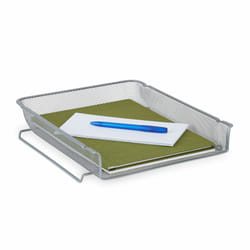 Relaxdays - Range-documents, empilable, horizontal, aspect maille, métal, HxLxP: 6,5 x 28,5 x 34 cm, format A4, argenté