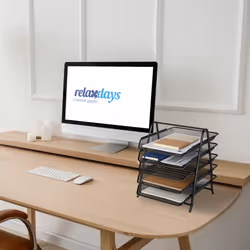 Relaxdays - Range-documents, 5 niveaux, porte-lettres, aspect maille, HxLxP : 37,5 x 30 x 35,5 cm, organiseur, noir