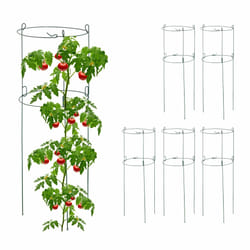 Tuteur à tomates rond en lot de 6, support jardin pour plantes, circulaire, h x d : env. 76 x 26 cm, vert - Relaxdays