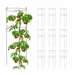 Relaxdays Tuteur à tomates rond en lot de 10, support jardin pour plantes, circulaire, H x D : env. 76 x 26 cm, vert