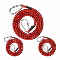 Relaxdays - Tendeurs avec mousquetons, lot de 3, sangles, pour coffre de voiture, 175 cm, remorque & camping, rouge