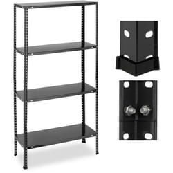 Relaxdays - tagère charge lourde, 160 kg maximum, 4 niveaux, HxLxP: 147,5 x 75,5 x 30,5 cm, cave & garage, métal, noir