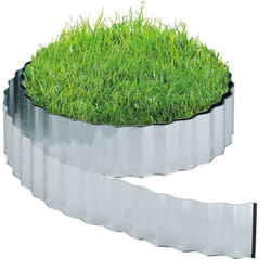 Relaxdays - Bordure de jardin flexible, métal galvanisé, pour pelouse et parterre, longueur 12 m, hauteur 16 cm, argenté