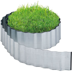 Relaxdays - Bordure de jardin flexible, métal galvanisé, pour pelouse et parterre, longueur 6 m, hauteur 16 cm, argenté