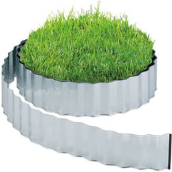 Relaxdays - Bordure de jardin flexible, métal galvanisé, pour pelouse et parterre, longueur 15 m, hauteur 16 cm, argenté
