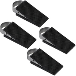 Relaxdays - Butoir de porte, lot de 4, caoutchouc et acier inoxydable, antidérapant, hlp : env. 3x5x12,5 cm, noir/argenté