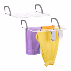 Étendoir lot de 2 sèche-linge à accrocher pour balcon radiateur & camping peu encombrant 7 cordes séparées blanc