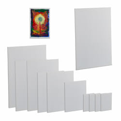 Relaxdays Toiles à peindre, lot de 12, rectangulaires, aquarelle, acrylique, cadre en bois de pin, coton, blanches
