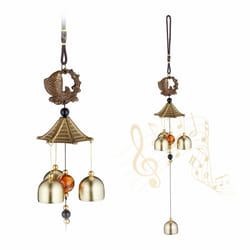 Relaxdays - Carillon à vent, en lot de 2, déco Feng Shui, suspendre, pour intérieur et extérieur, doré et noir