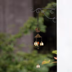 Relaxdays - Carillon à vent, en lot de 2, déco Feng Shui, suspendre, pour intérieur et extérieur, doré et noir