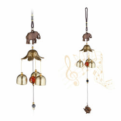 Relaxdays - Carillon à vent, en lot de 2, déco Feng Shui, suspendre, pour intérieur et extérieur, doré et noir