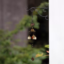 Relaxdays - Carillon à vent, en lot de 2, déco Feng Shui, suspendre, pour intérieur et extérieur, doré et noir