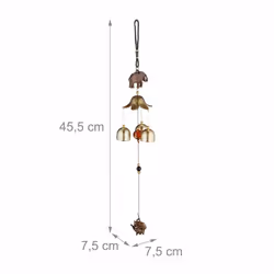 Relaxdays - Carillon à vent, en lot de 2, déco Feng Shui, suspendre, pour intérieur et extérieur, doré et noir - Vue supplémentaire 4