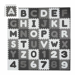 Relaxdays - Tapis éducatif avec alphabet et chiffres, 60 parties, pour enfant, LxP : 172 x 172 cm, mousse, blanc/gris