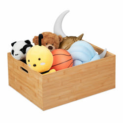 Boîte de rangement en bambou, empilable, solide, caisse sans couvercle, HxLxP : 21x50x40 cm, poignées, nature - Relaxdays