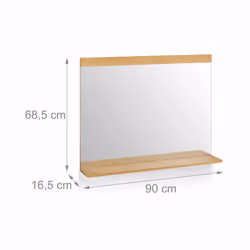 Relaxdays - Miroir mural avec surface de rangement, bambou et verre, HL 68,5x90 cm, salle bain, chambre, dressing, nature - Vue supplémentaire 4