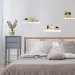 Relaxdays - tagères murales, lot de 3, l x p : 38 x 15 cm, décoration murale, design moderne, rangement, support, blanc
