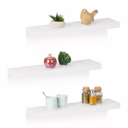 Relaxdays Étagères murales lot de 3 LxP: 60 x 15 cm décoration murale MDF design moderne rangement à fixer blanc