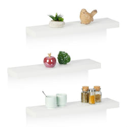 Relaxdays Étagères murales lot de 3 LxP: 60 x 15 cm décoration murale MDF design moderne rangement à fixer blanc