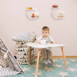 Relaxdays - Lot de 2 supports muraux, étagères hexagonales, 2 niveaux par déco murale, petit & grand rangement, blanc