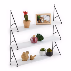 Relaxdays 10044751, Tablette flottante, Mural, Fer, Panneaux MDF, Polyvinyl chloride (PVC), Noir, Blanc, Universel, 6 kg