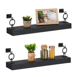 Relaxdays Étagères murales, lot 2, HxLxP: 13 x 48 x 12 cm, support, à accrocher, rangement décoratif, MDF & métal, noir