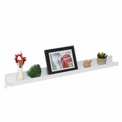 Relaxdays - Support pour photos, 80 cm de largeur, étagère étroite pour cadres photos, livres & déco, mdf, tablette, blanc
