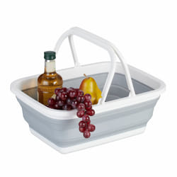 Relaxdays - Panier de rangement avec anses, 8 l, pour faire la vaisselle au camping, hlp 15,5x38,5x28,5 cm, blanc et gris