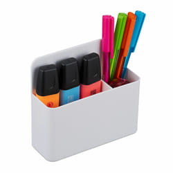 Relaxdays - Lot de 2 porte-crayons, magnétiques, organiseurs de bureau, HxLxP : 11,5x12,5x4 cm, aimantés, rangement, blanc