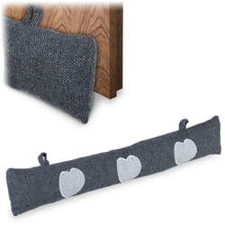 Relaxdays - Boudin de porte isolant, pour porte et fenêtre, tissu et sable, anti-froid, 76 cm, motifs cœur, gris